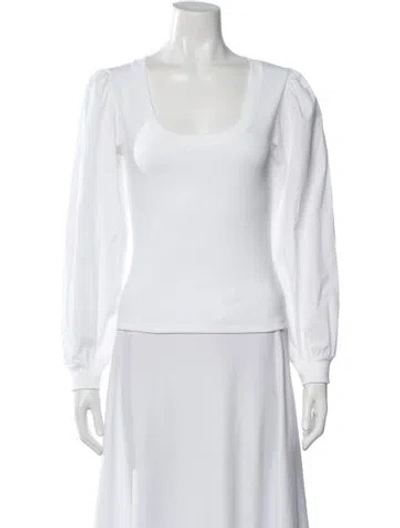 Pre-owned Veronica Beard Square Neckline Long Sleeve Top In White
