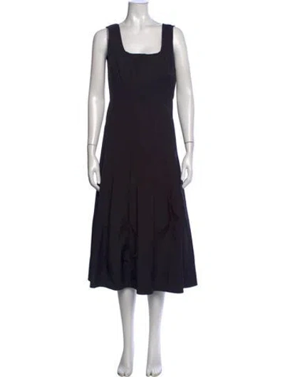 Pre-owned Veronica Beard Square Neckline Midi Length Dress In Black