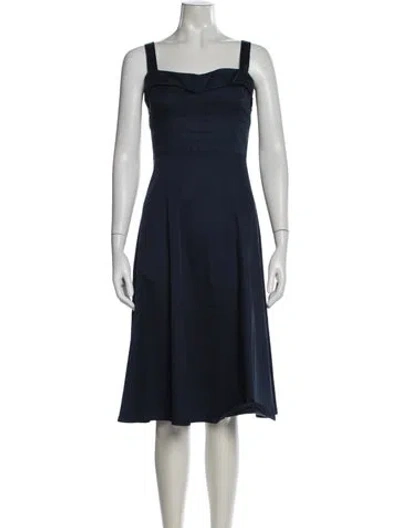 Pre-owned Veronica Beard Square Neckline Midi Length Dress In Blue