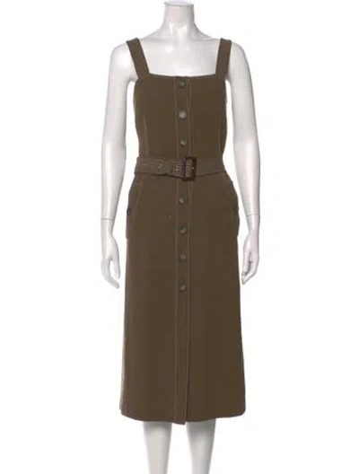 Pre-owned Veronica Beard Square Neckline Midi Length Dress In Green