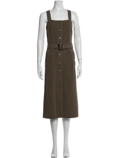 Pre-owned Veronica Beard Square Neckline Midi Length Dress In Green
