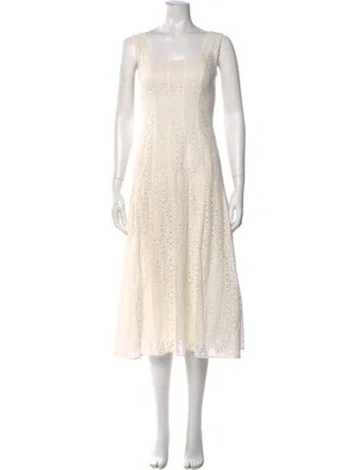 Pre-owned Veronica Beard Square Neckline Midi Length Dress In Neutral