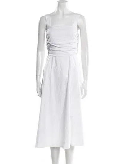 Pre-owned Veronica Beard Square Neckline Midi Length Dress In White