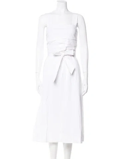 Pre-owned Veronica Beard Square Neckline Midi Length Dress In White
