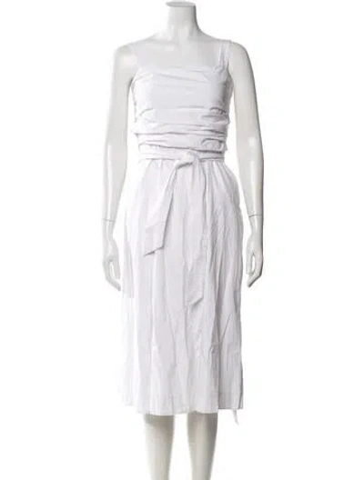 Pre-owned Veronica Beard Square Neckline Midi Length Dress In White