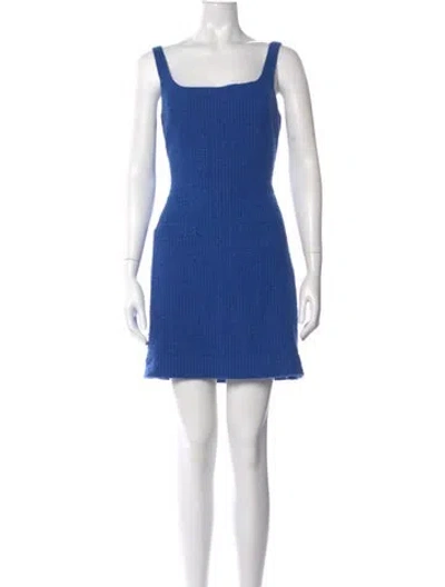 Pre-owned Veronica Beard Square Neckline Mini Dress In Blue