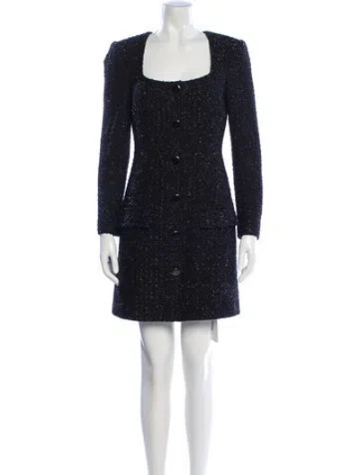 Pre-owned Veronica Beard Square Neckline Mini Dress In Blue