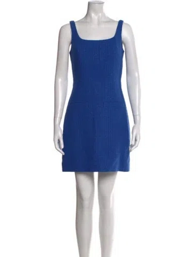Pre-owned Veronica Beard Square Neckline Mini Dress In Blue