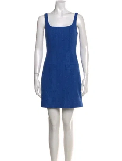 Pre-owned Veronica Beard Square Neckline Mini Dress In Blue