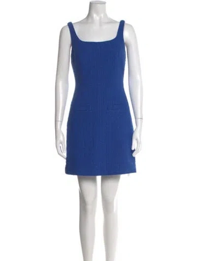 Pre-owned Veronica Beard Square Neckline Mini Dress In Blue