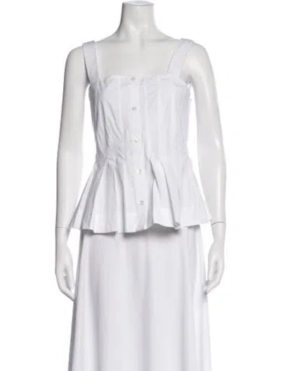 Pre-owned Veronica Beard Square Neckline Sleeveless Button-up Top In White