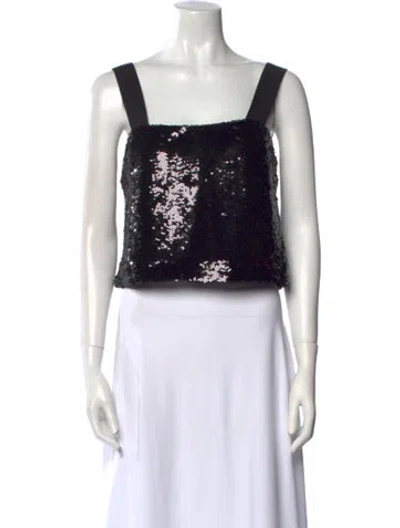Pre-owned Veronica Beard Square Neckline Sleeveless Crop Top In Black