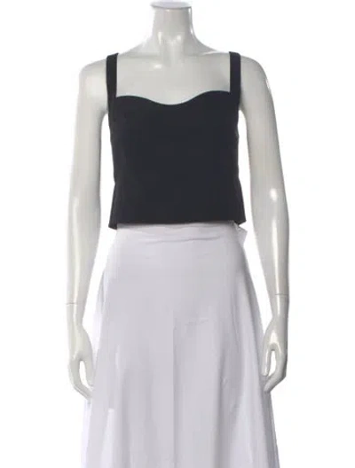 Pre-owned Veronica Beard Square Neckline Sleeveless Crop Top In Black