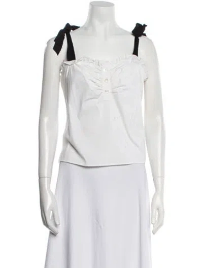 Pre-owned Veronica Beard Square Neckline Sleeveless Crop Top In White