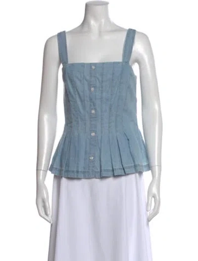 Pre-owned Veronica Beard Square Neckline Sleeveless Top In Blue