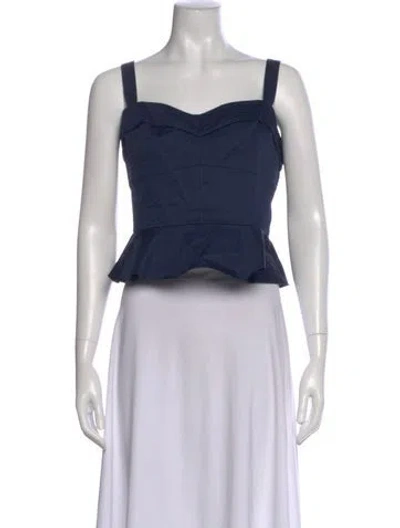 Pre-owned Veronica Beard Square Neckline Sleeveless Top In Blue