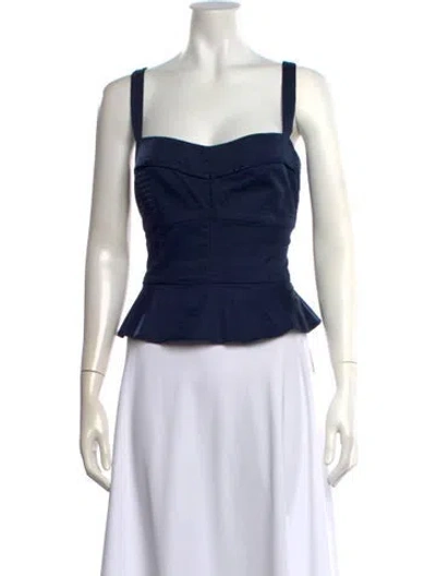 Pre-owned Veronica Beard Square Neckline Sleeveless Top In Blue