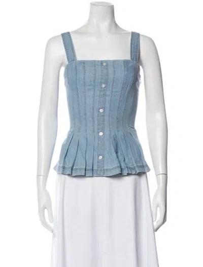 Pre-owned Veronica Beard Square Neckline Sleeveless Top In Blue