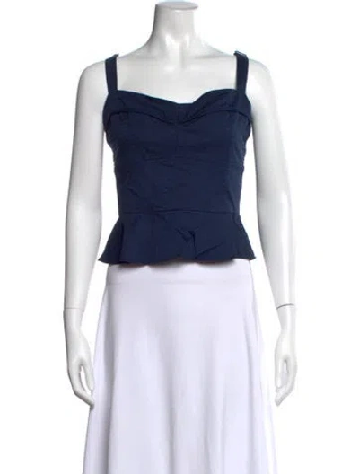 Pre-owned Veronica Beard Square Neckline Sleeveless Top In Blue
