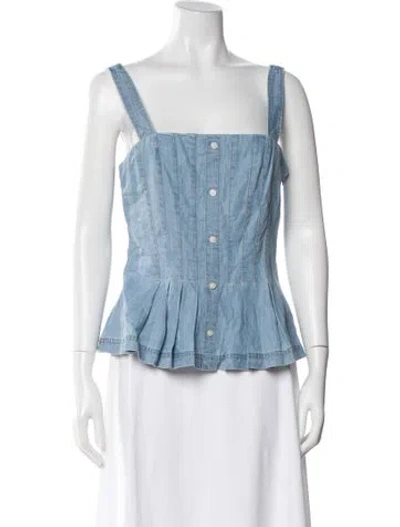 Pre-owned Veronica Beard Square Neckline Sleeveless Top W/ Tags In Blue