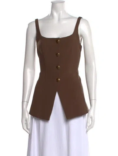 Pre-owned Veronica Beard Square Neckline Sleeveless Top W/ Tags In Brown