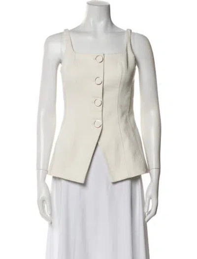 Pre-owned Veronica Beard Square Neckline Sleeveless Top In White