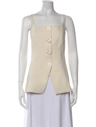 Pre-owned Veronica Beard Square Neckline Sleeveless Top In White