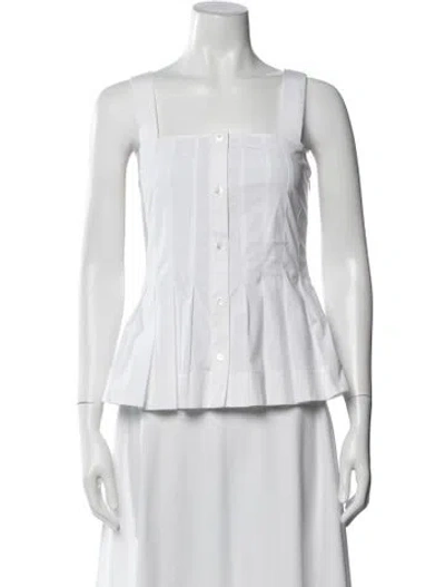 Pre-owned Veronica Beard Square Neckline Sleeveless Top In White