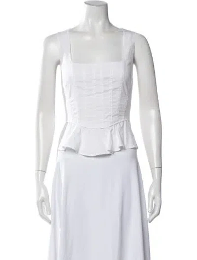 Pre-owned Veronica Beard Square Neckline Sleeveless Top In White