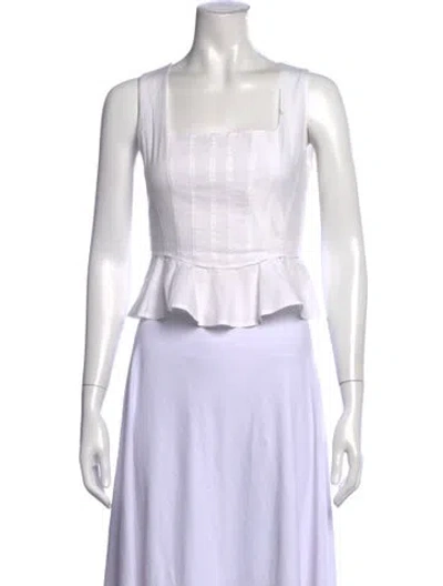 Pre-owned Veronica Beard Square Neckline Sleeveless Top In White