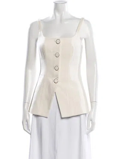 Pre-owned Veronica Beard Square Neckline Sleeveless Top In White