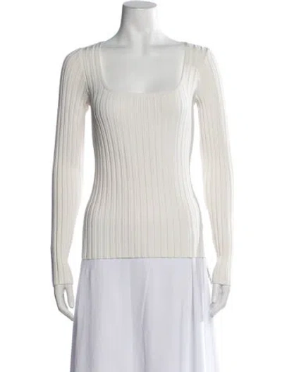 Pre-owned Veronica Beard Square Neckline Sweater In White