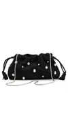 Veronica Beard Small Stash Crystal Leather Drawstring Clutch In Black
