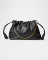 Veronica Beard Stash Ruched Leather Shoulder Bag In Black