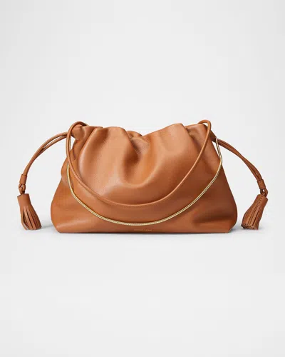 Veronica Beard Stash Ruched Leather Shoulder Bag In Hazelwood