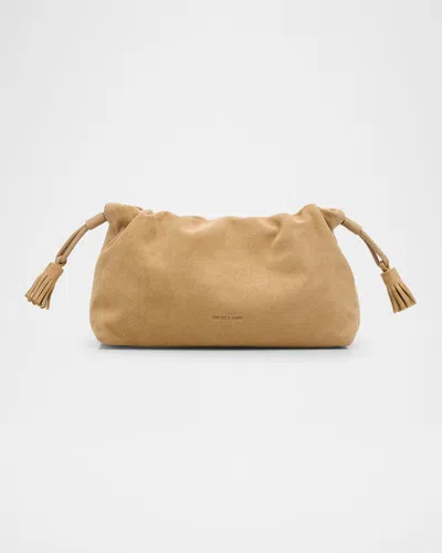 Veronica Beard Stash Small Suede Shoulder Bag In Brown
