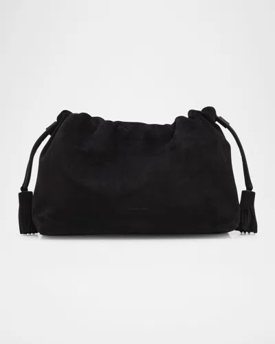 Veronica Beard Stash Suede Shoulder Bag In Black
