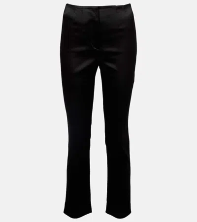 Veronica Beard Stila Cropped High-rise Satin Slim Pants In Black