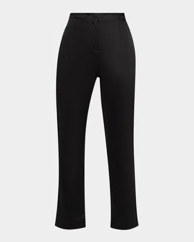 Veronica Beard Stila Slim Satin Pants In Black