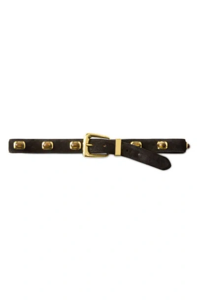 Veronica Beard Stone Embellished Suede Belt In Black