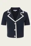 Veronica Beard Stovall Contrast Detail Crop Knit Jacket