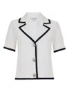 Veronica Beard Stovall Short-sleeve Knitted Jacket In White