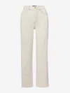 Veronica Beard Dylan High Waist Ankle Relaxed Straight Leg Jeans In White