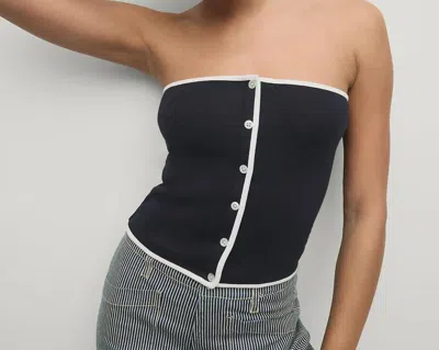 VERONICA BEARD STRAPLESS BUTTON TOP IN NAVY