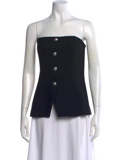 Pre-owned Veronica Beard Strapless Button-up Top In Black