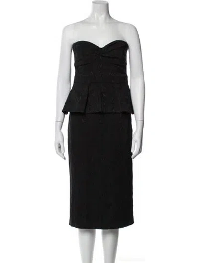 Pre-owned Veronica Beard Strapless Knee-length Dress In Black