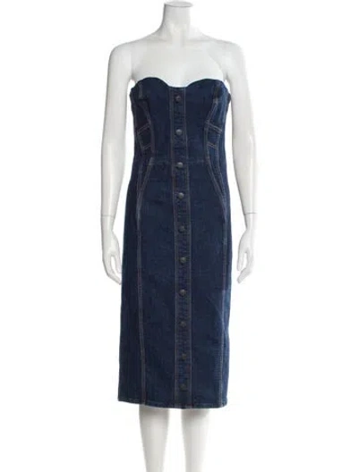 Pre-owned Veronica Beard Strapless Knee-length Dress In Blue