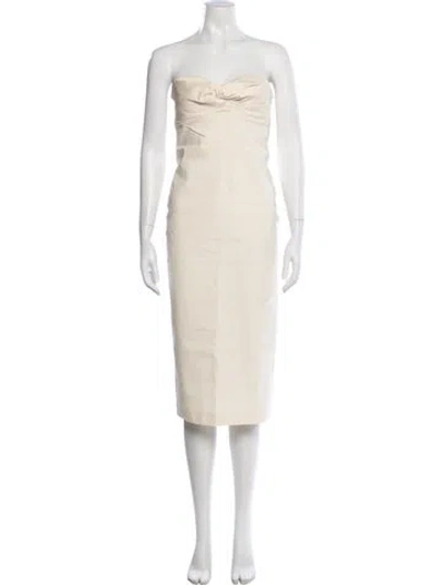 Pre-owned Veronica Beard Strapless Knee-length Dress In Neutral