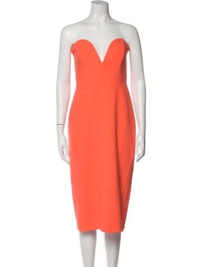Pre-owned Veronica Beard Strapless Knee-length Dress In Orange