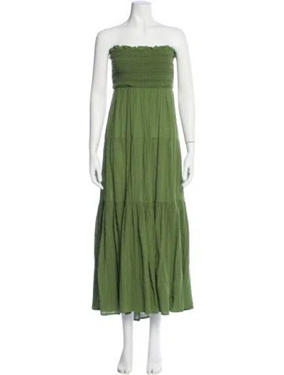 Pre-owned Veronica Beard Strapless Long Dress In Green